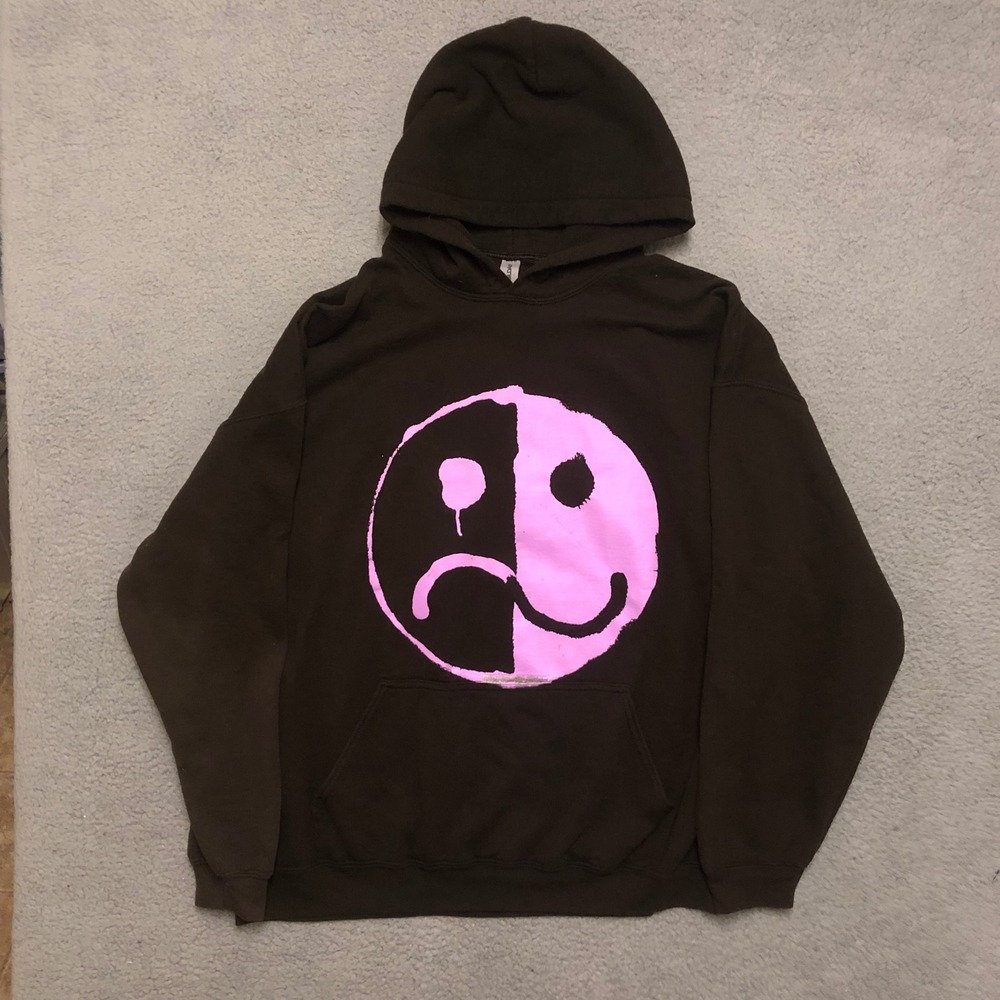 Fall Out Boy So Much For Tour Dust 2023 Hoodie Brown Pink Smiley Face 2XL